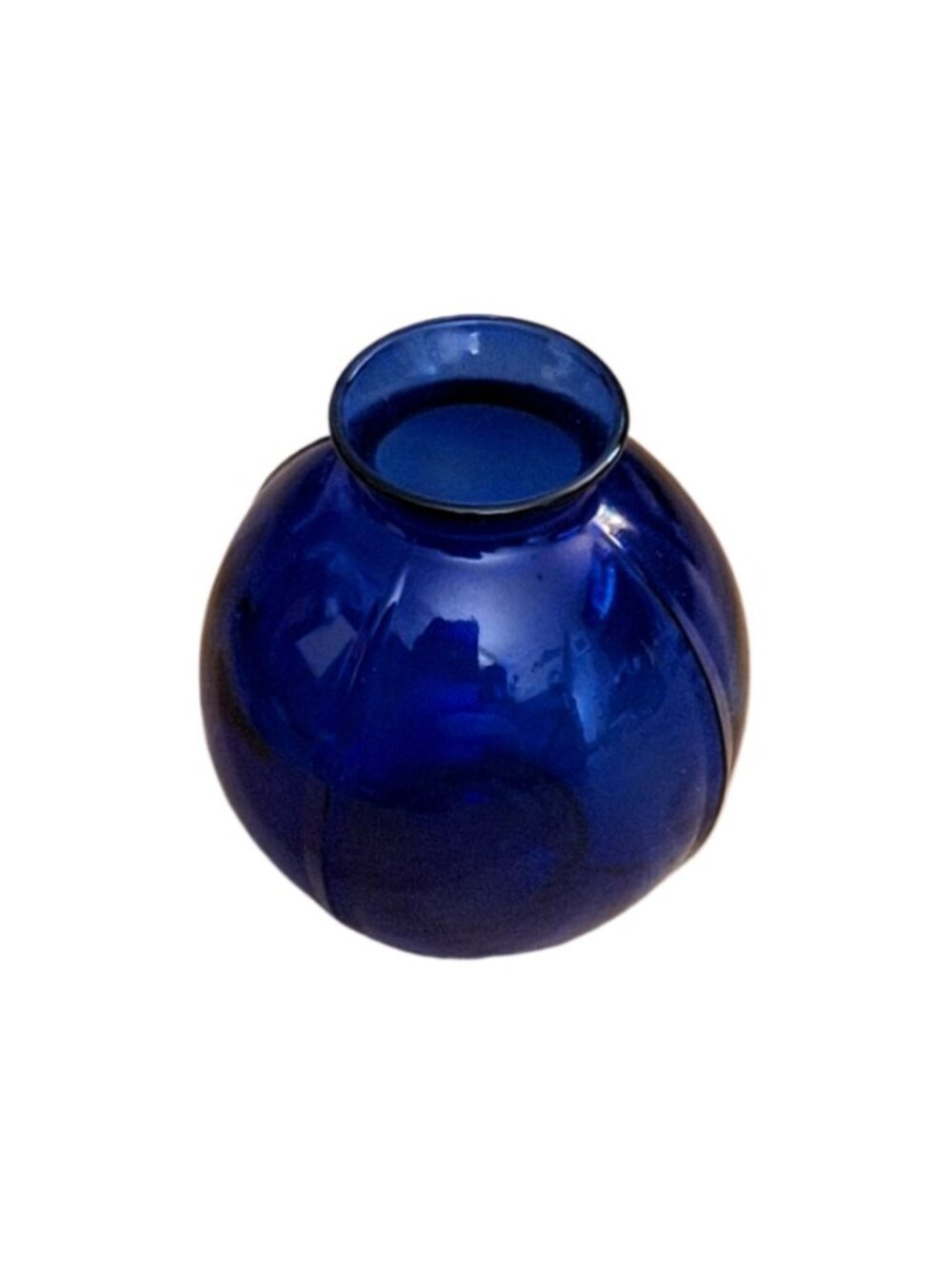 Vintage Hazel Atlas Style Cobalt Blue Glass Ribbed Art Glass Vase MINT